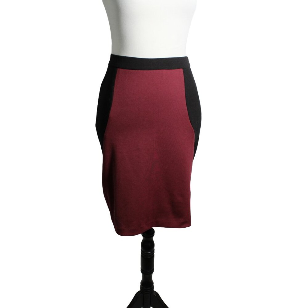 Darjoni Colorblock Pencil Skirt Size 8 Burgundy Black Optical Illusion